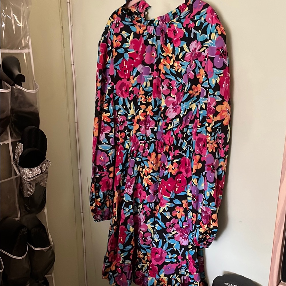 Vibrant Floral Long Sleeve Dress